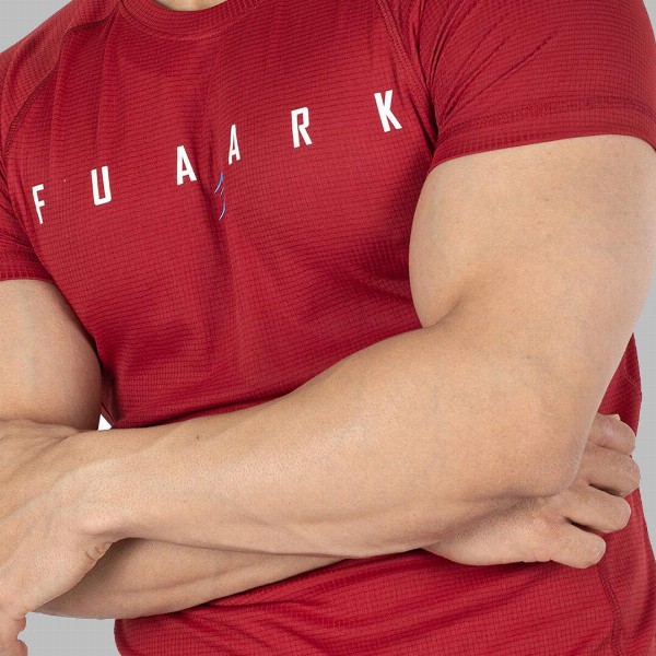 FUAARK Slim Fit Typography Printed Raglan Sleeves Anti Odour Gym T-shirt