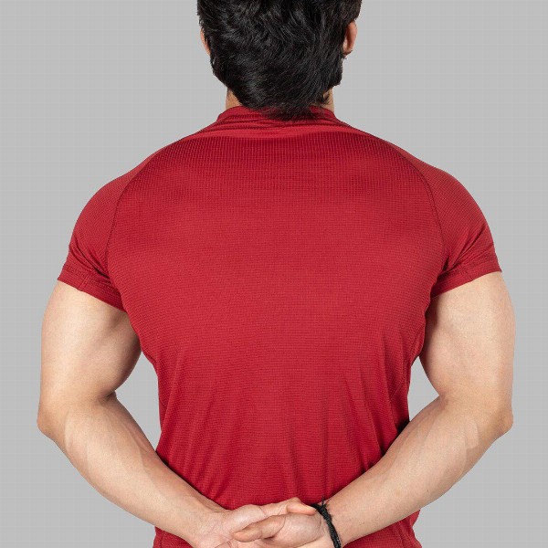 FUAARK Slim Fit Typography Printed Raglan Sleeves Anti Odour Gym T-shirt