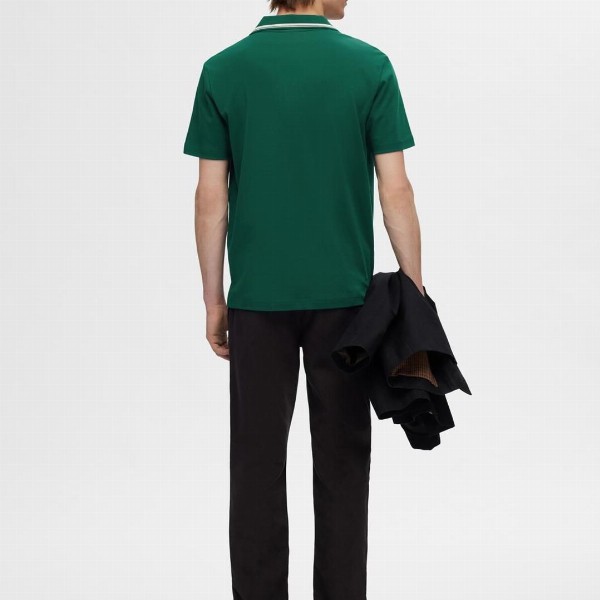 SELECTED Men Solid Polo Collar Cotton T-Shirt