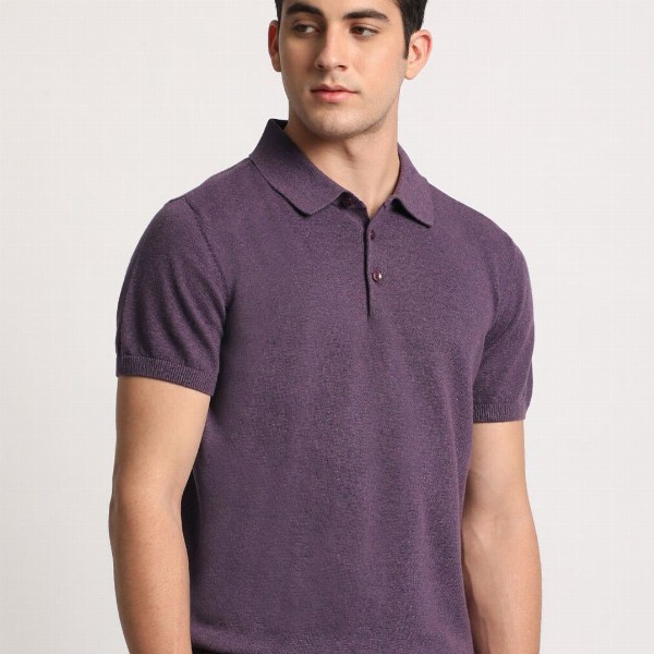 THE BEAR HOUSE Men Solid Regular Fit Cotton Polo Collar T-Shirt
