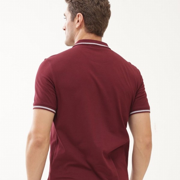 TURMS Men Solid Polo Collar Half Sleeves Stain And Water Repellent Cotton Tshirt