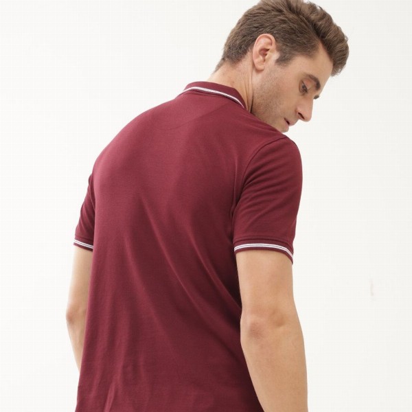 TURMS Men Solid Polo Collar Half Sleeves Stain And Water Repellent Cotton Tshirt