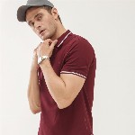 TURMS Men Solid Polo Collar Half Sleeves Stain And Water Repellent Cotton Tshirt