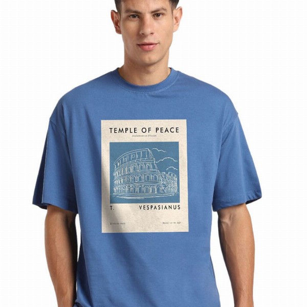 NOBERO Graphic Printed Drop Shoulder Sleeves Cotton Oversized T-Shirt