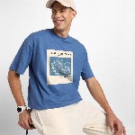 NOBERO Graphic Printed Drop Shoulder Sleeves Cotton Oversized T-Shirt