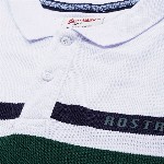 Roadster Men Green & White Pure Cotton Colourblocked Polo Collar T-shirt