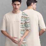 BULLMER Tribal Printed Oversized Cotton T-shirt