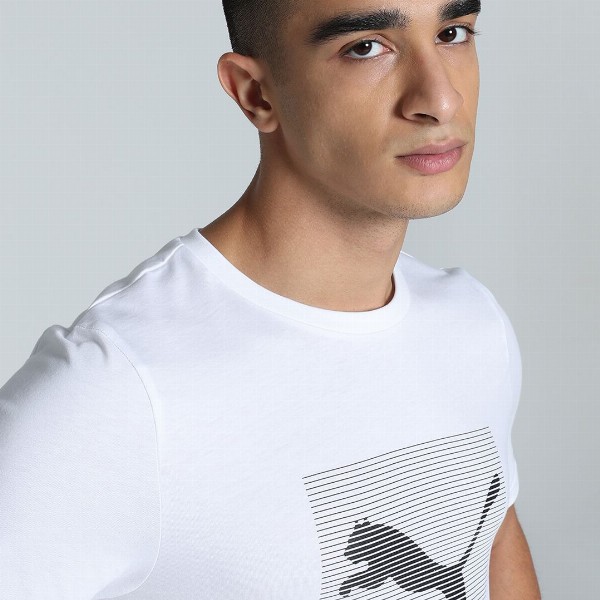 Puma Striped Logo Graphic Printed Slim Fit Tee