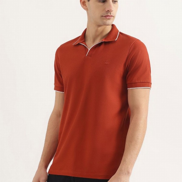 United Colors of Benetton Men Solid Polo Collar Cotton T-shirt