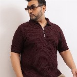 UNSTD Men Plus Size Zipper Textured Polo T-Shirt