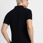 VEIRDO Black Polo Collar Pure Cotton T-shirt