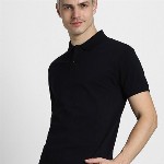 VEIRDO Black Polo Collar Pure Cotton T-shirt