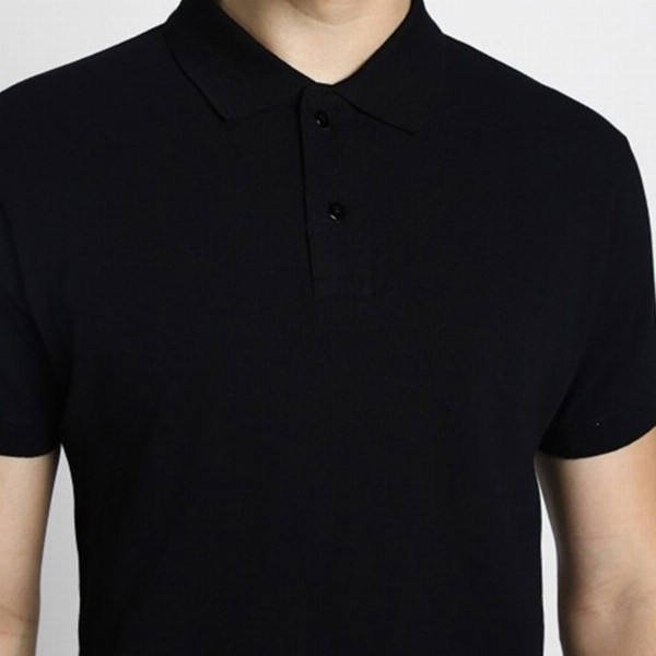VEIRDO Black Polo Collar Pure Cotton T-shirt