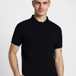 VEIRDO Black Polo Collar Pure Cotton T-shirt