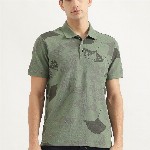 United Colors of Benetton Men Floral Printed Polo Collar Cotton T-shirt