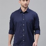 Louis Philippe Jeans Men Navy Blue Regular Fit Solid Casual Shirt