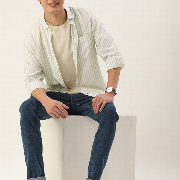 Mast & Harbour Men Cotton Striped Casual Shirt