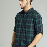 Roadster Men Green & Navy Blue Checked Casual Shirt