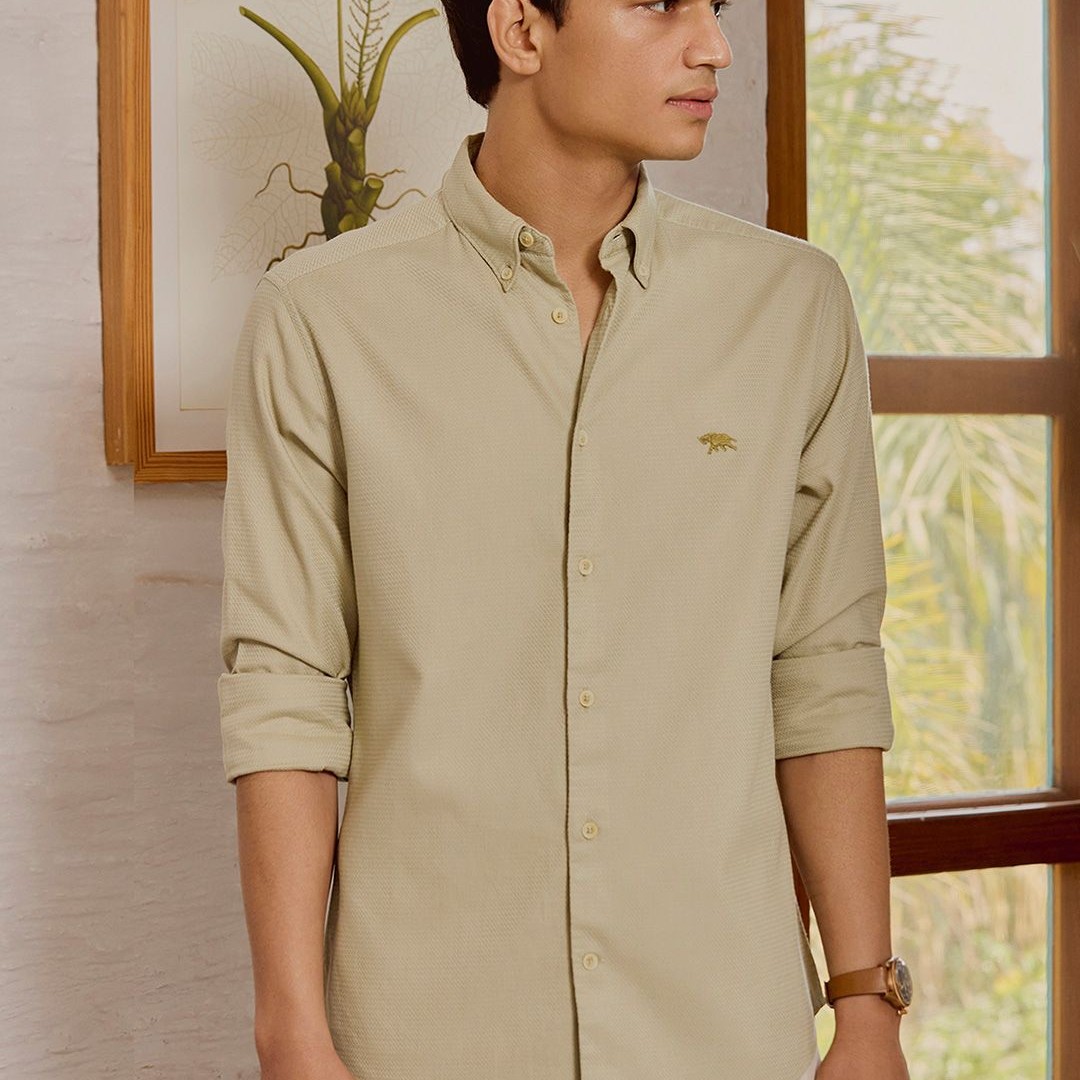 Andamen Premium Dobby Slim Fit Button-Down Collar Cotton Casual Shirt