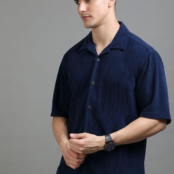 HERE&NOW Oversized Ribbed Corduroy Casual Shirt