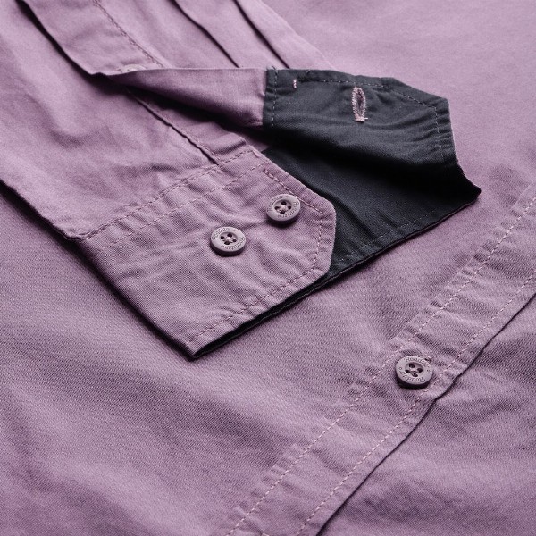 Roadster Men Purple Pure Cotton Solid Opaque Casual Shirt
