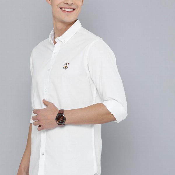 Mast & Harbour Men White Regular Fit Solid Casual Shirt