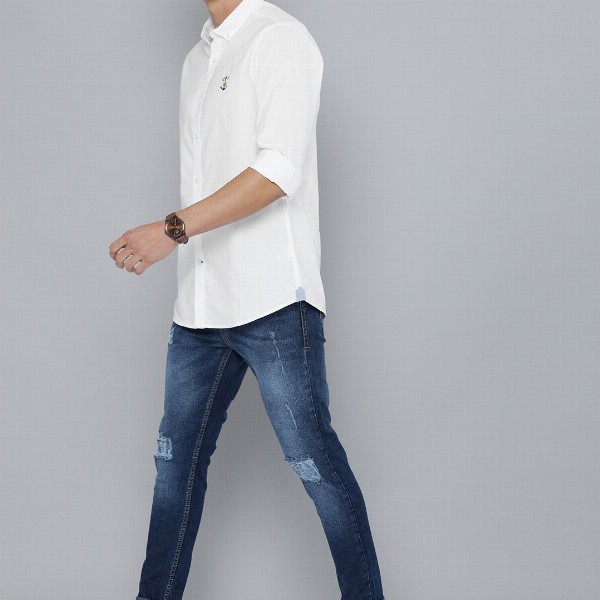 Mast & Harbour Men White Regular Fit Solid Casual Shirt