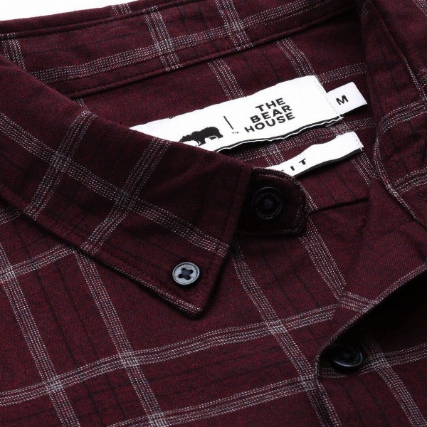THE BEAR HOUSE Men Maroon & Grey Slim Fit Solid Casual Shirt