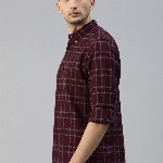 THE BEAR HOUSE Men Maroon & Grey Slim Fit Solid Casual Shirt