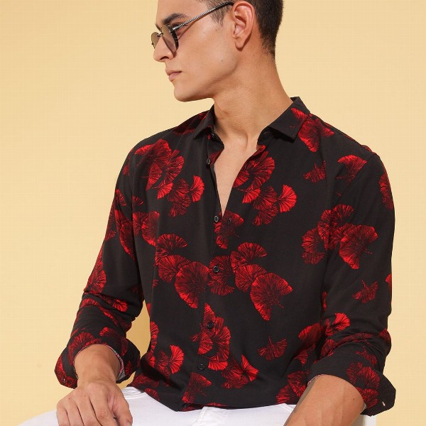 HERE&NOW Men Slim Fit Floral Opaque Printed Casual Shirt
