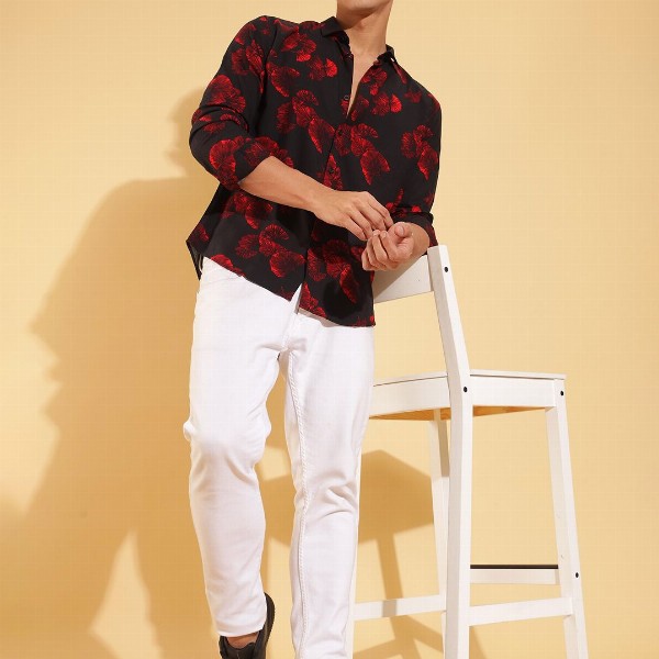 HERE&NOW Men Slim Fit Floral Opaque Printed Casual Shirt
