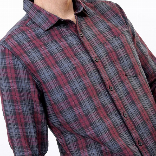 HIGHLANDER Men Maroon Slim Fit Tartan Checked Casual Shirt