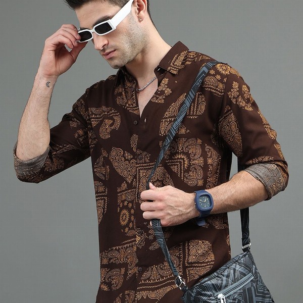 HERE&NOW Abstract Printed Slim Fit Casual Shirt
