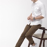 HIGHLANDER Men White Slim Fit Solid Casual Shirt