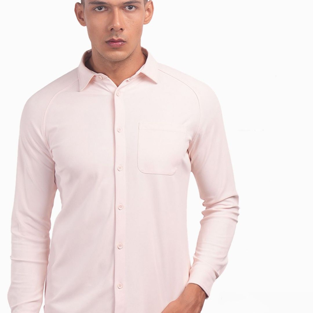 Harfun Men Spread Collar Solid Casual Shirt