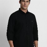 Louis Philippe Jeans Men Black Slim Fit Solid Casual Shirt