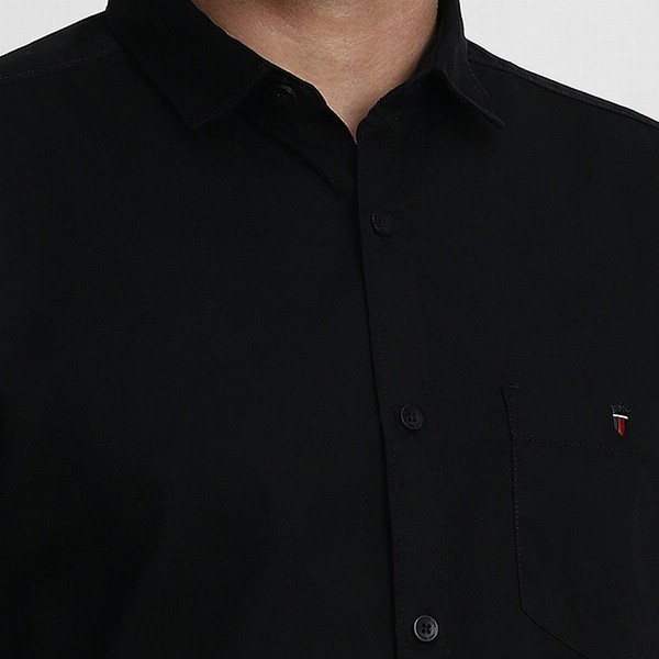 Louis Philippe Jeans Men Black Slim Fit Solid Casual Shirt