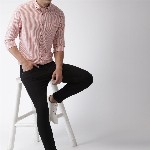 Mast & Harbour Men Pink & White Slim Fit Striped Casual Shirt