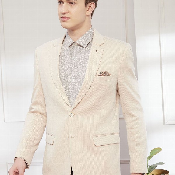 Turtle Striped Notched Lapel Single Breasted Formal Blazer