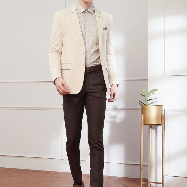 Turtle Striped Notched Lapel Single Breasted Formal Blazer