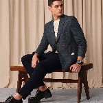 Mr Bowerbird Self Design Tailored Fit Double Breasted Casual Blazer