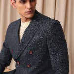 Mr Bowerbird Self Design Tailored Fit Double Breasted Casual Blazer