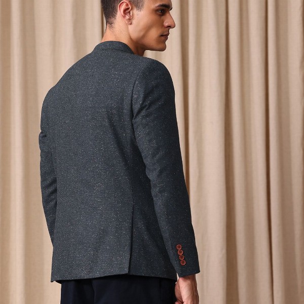 Mr Bowerbird Self Design Tailored Fit Double Breasted Casual Blazer