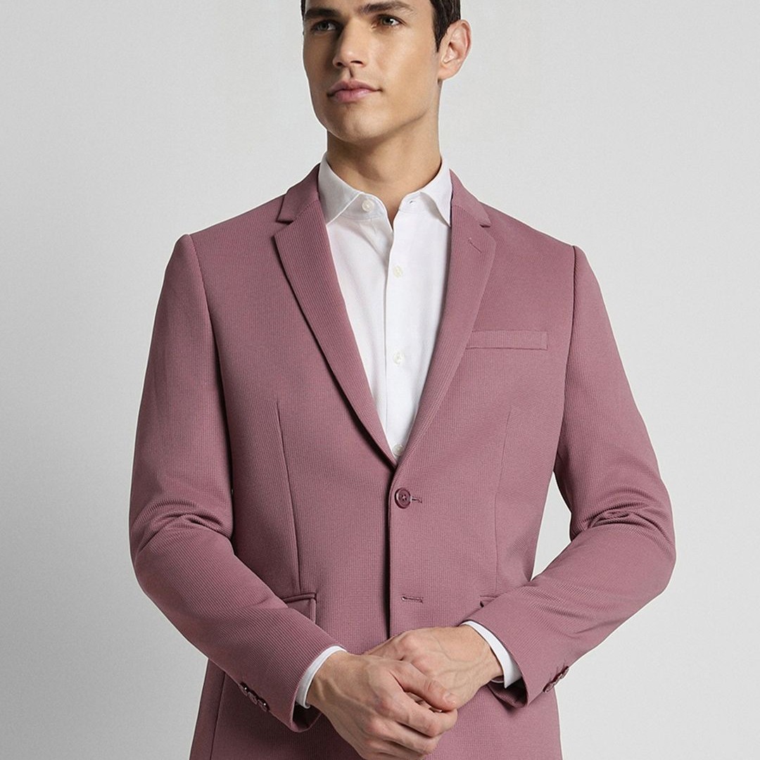 Peter England Elite Self-Design Single-Breasted Slim-Fit Formal Blazer