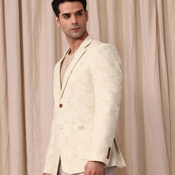 Mr Bowerbird Floral Self Design Notched Lapel Casual Blazer