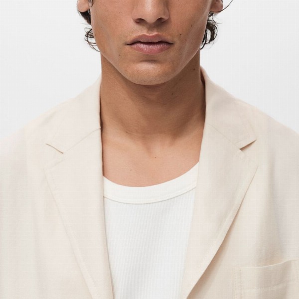 MANGO MAN Notched Lapel Collar Single-Breasted Blazers with Back Slit