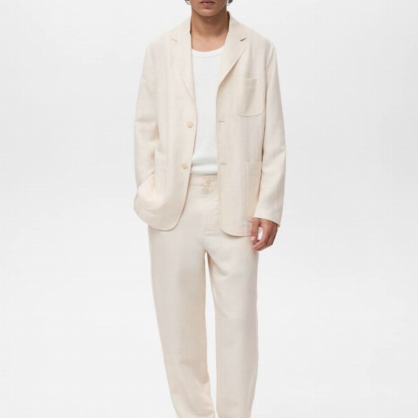 MANGO MAN Notched Lapel Collar Single-Breasted Blazers with Back Slit