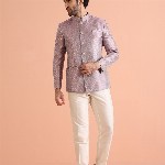 KISAH Men Self Design Jodhpuri Slim Fit Bandhgala Blazer