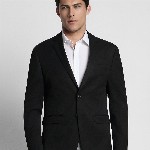 Peter England Men Black Solid Slim-Fit Single-Breasted Blazer