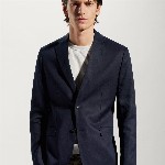 MANGO MAN Slim Fit Notched Lapel Collar Semi-Formal Blazer